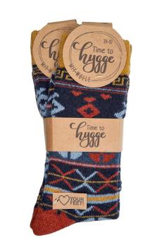 2 Paar TippTexx 24 Hygge Wollsocken, kuschelige Norwegersocken